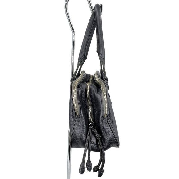 Cole Haan Village Triple Zip Satchel Handbag Pewter Leather - Picture 2 of 11